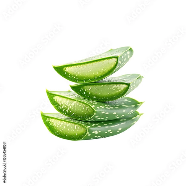 Fototapeta aloe vera slices isolated on a transparent background, in a PNG format