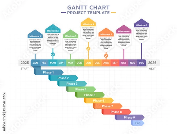 Obraz Timeline gantt chart infographic template background