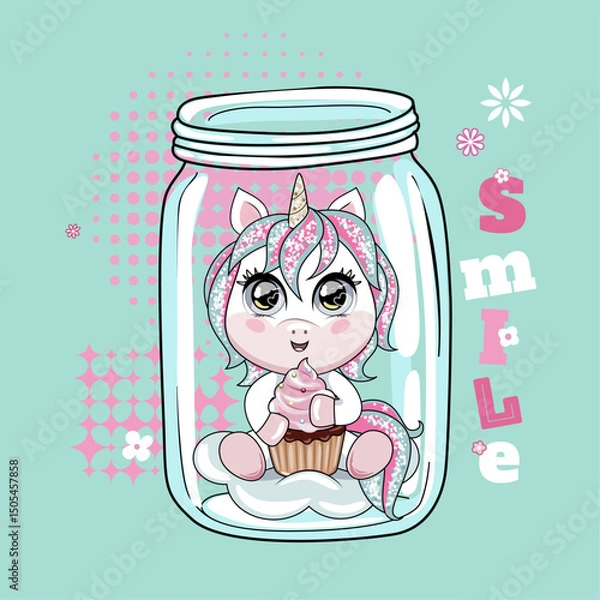 Obraz Text smile and cute unicorn.