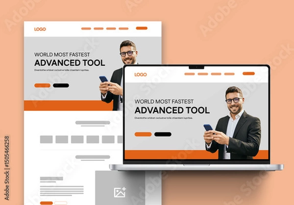 Fototapeta Website Landing Page Wireframe Design Template