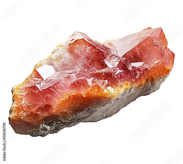 Obraz A large, pink crystal sits on a white background