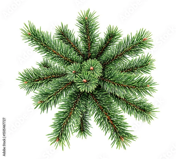 Obraz A close up of a pine tree with green needles and brown cones