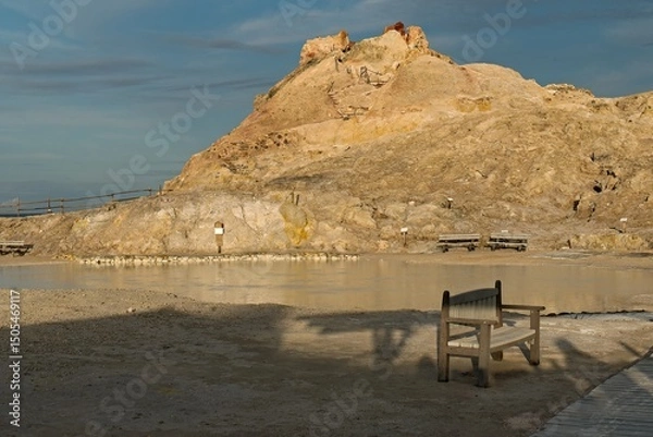Obraz View of Thermal Mud Baths at Sunset on Vulcano Island. Aeolian (Lipari) Islands. Italy. Europe.