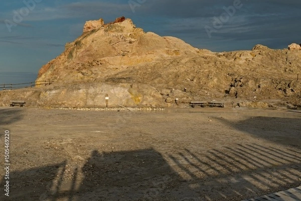 Obraz View of Thermal Mud Baths at Sunset on Vulcano Island. Aeolian (Lipari) Islands. Italy. Europe.