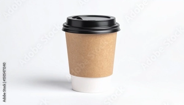 Obraz Minimalist Blank Kraft Coffee Cup for Takeaway, paper cup, Take-out coffee cup. Isola