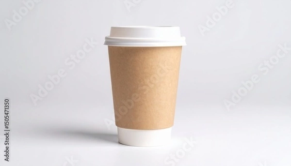 Obraz Minimalist Blank Kraft Coffee Cup for Takeaway, paper cup, Take-out coffee cup. Isola