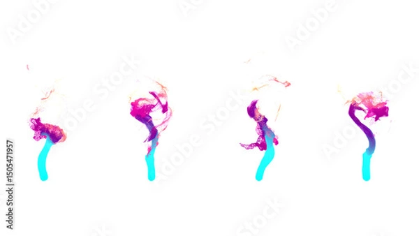 Fototapeta Set of abstract colorful flame shapes with transparency