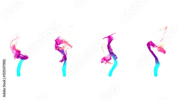 Fototapeta Set of abstract colorful flame shapes with transparency