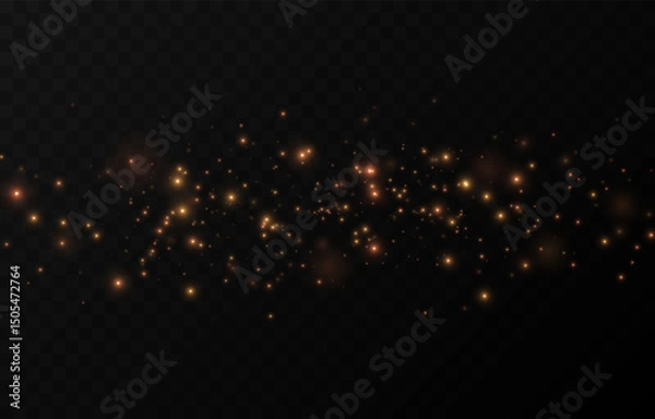 Obraz Golden glow dust png. Spraying glitter on isolated transparent background. Sparkling light or sparkling dust png. Christmas light.