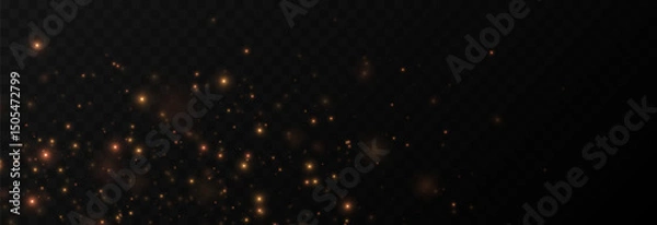 Obraz Golden glow dust png. Spraying glitter on isolated transparent background. Sparkling light or sparkling dust png. Christmas light.