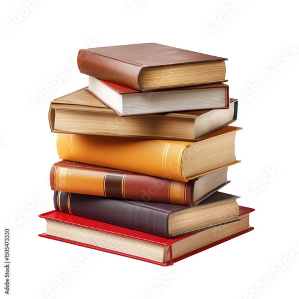 Fototapeta stack of old books on transparent background