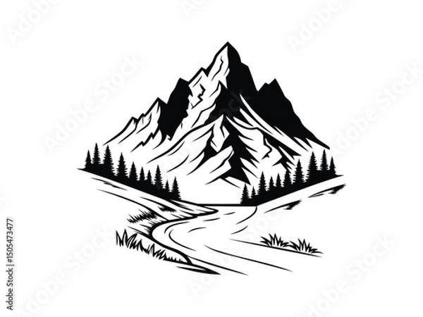 Fototapeta mountain,river side view vector