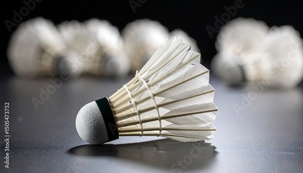 Fototapeta Shuttlecocks on dark surface.