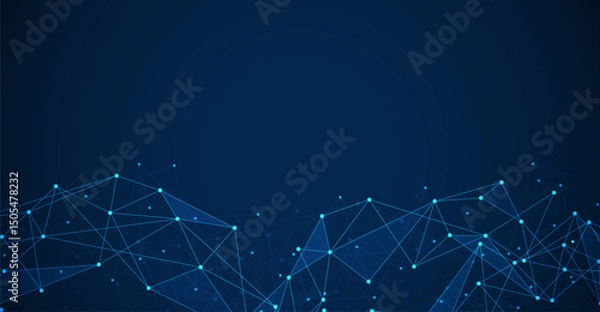 Obraz Geometric connected background. Connecting dots and lines. Global network connection. Banner template for technology.