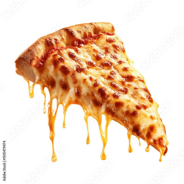 Fototapeta slice of pizza margarita with melting cheese on transparent background