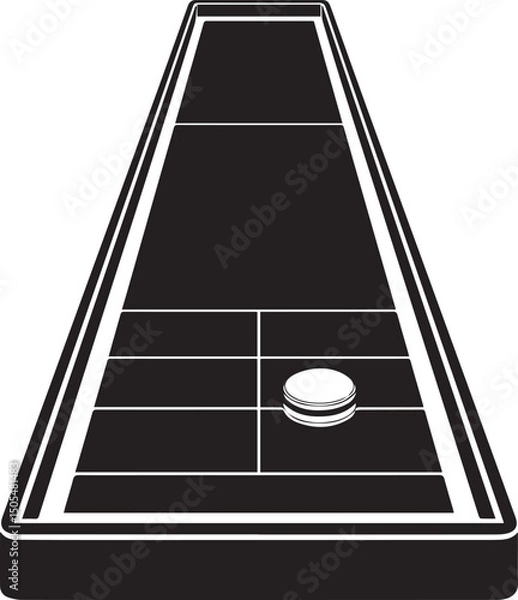Fototapeta Shuffleboard Court Silhouette Vector - Classic Black Game Layout Design