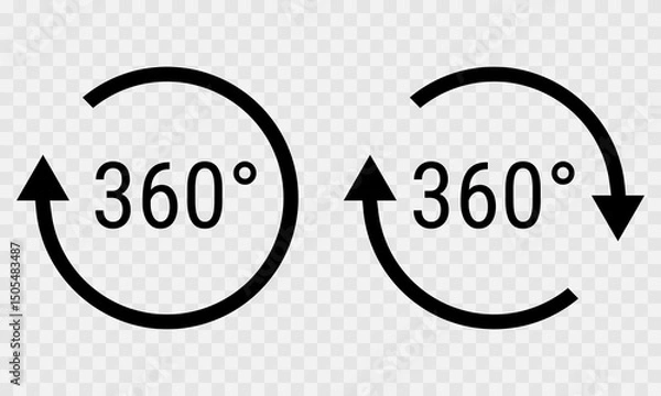 Obraz 360 degree vector icons on a checkered background