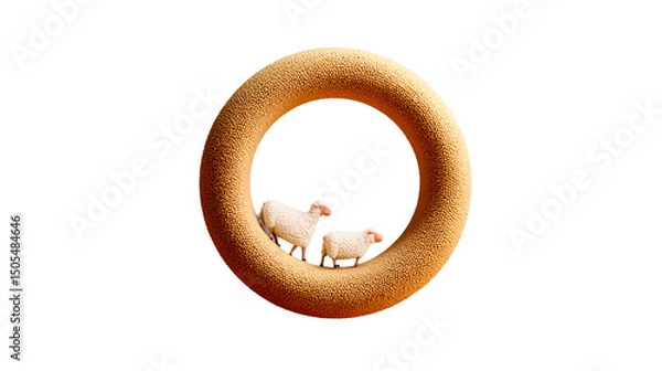 Fototapeta Two red heart-shaped rings, a symbol of love, are isolated on a white background