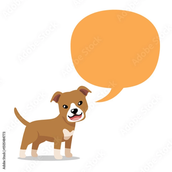 Obraz Vector cartoon character cute pit bull terrier dog with speech bubble