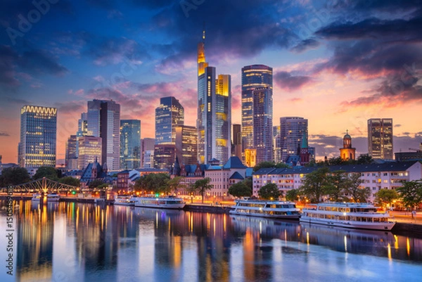 Obraz Frankfurt am Main, Germany. Cityscape image of Frankfurt am Main skyline at beautiful sunset.