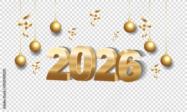 Fototapeta 2026 Happy New Year Background Design. Greeting Card, Banner, Poster. Vector Illustration.