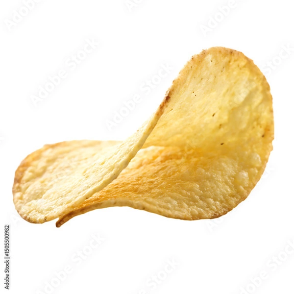 Fototapeta A whole single potato chip isolated on a transparent background