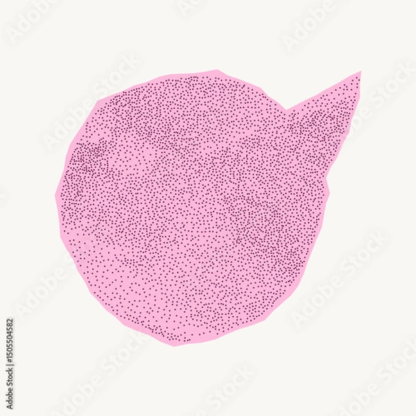 Fototapeta Wrinkled vintage pink pastel notebook speech bubble on white background. Jagged torn edges gritty dotted texture and halftone dots.