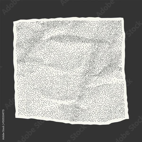 Obraz Crumpled uneven rectangle of torn paper. Element with notebook texture, jagged edges and dotted gritty halftone style.