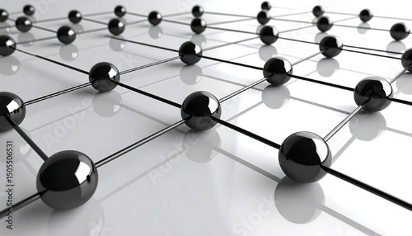 Fototapeta Network connection with abstract spheres.