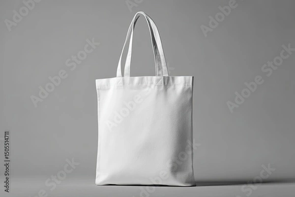 Obraz Blank white tote bag on gray background