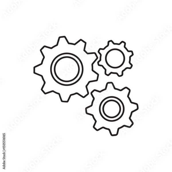Obraz Hand-Drawn Line Art of Interconnected Gears Unique Mechanical Design with Clean Black Strokes Vector.