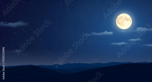 Fototapeta Full moon, Moon over sky, Night sky with moon, Moonlight, Full moon background, Bright moon, Lunar sky, Starry night with moon, Moon glow, Moon in clouds, Full moon illustration, Moon over city, Moon 