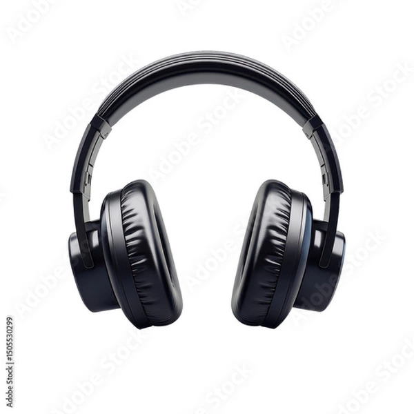 Fototapeta Immersive sound experience with sleek black headphones perfect for on transparent background