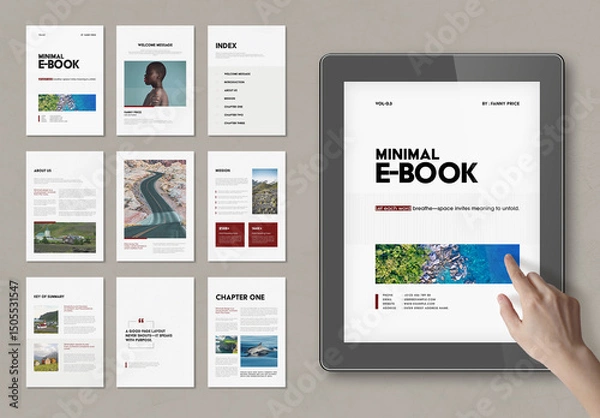 Fototapeta Clean Minimalist Ebook Template Design with Editorial Layout