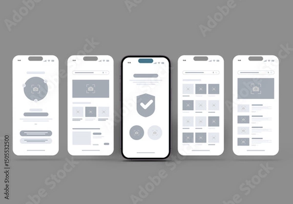 Obraz Modern Mobile App Wireframe UI UX Design Template