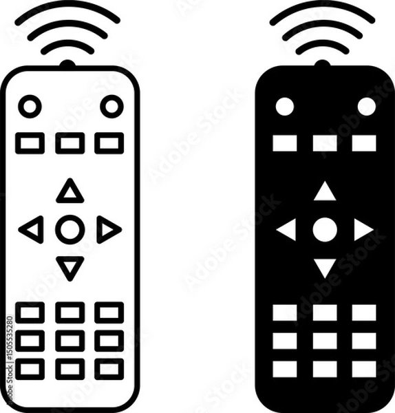 Fototapeta Remote Control Icons. Black and White Vector Illustration. Accessory for Control and Management of Devices. Gadget, Technology. Device Concept