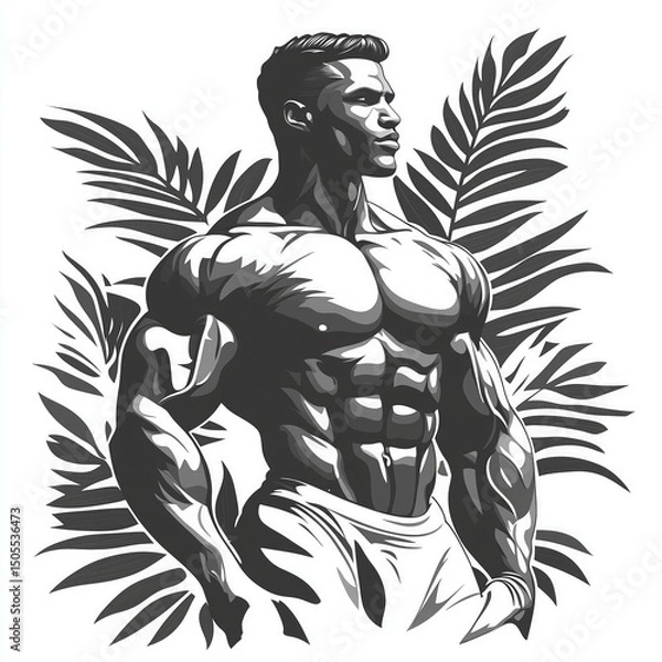 Obraz Bodybuilder with biceps, concept art