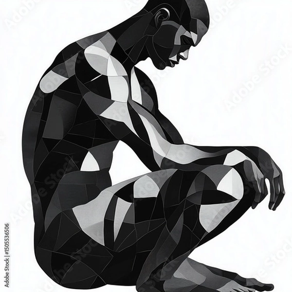 Obraz Bodybuilder with biceps, concept art