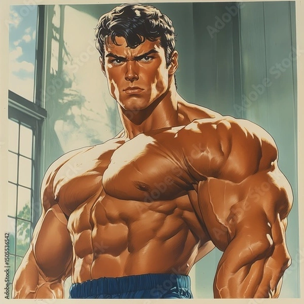 Obraz Bodybuilder with biceps, concept art