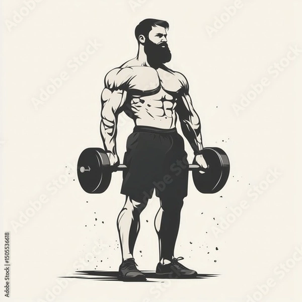 Obraz design gym minimalistic funny cool body builder hand drawn 