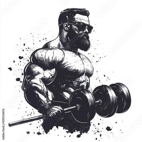 Obraz design gym minimalistic funny cool body builder hand drawn 