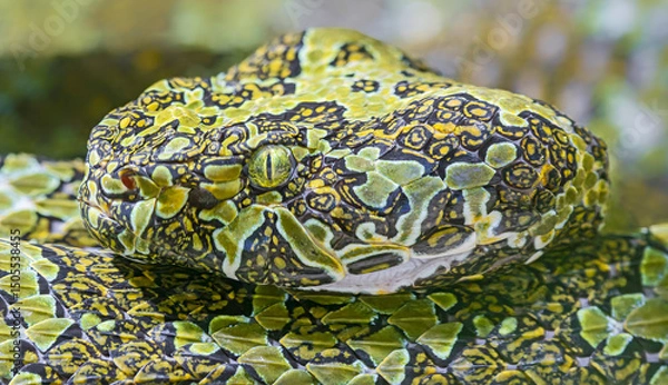 Obraz Close-up view of a Mangshan pit viper (Protobothrops mangshanensis)