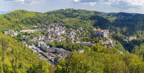 Obraz Panoramic view of Karlovy Vary (Czech Republic) from view point Diana Tower