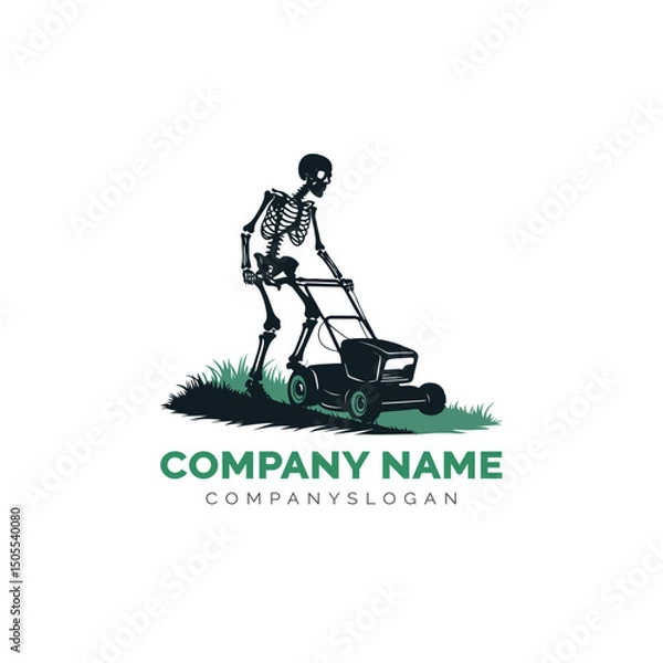 Obraz Skeleton lawn care logo, vector logo design 