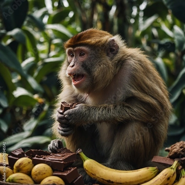 Fototapeta monkey in the  eating 