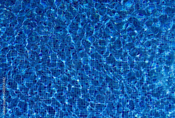 Fototapeta Water in swimming pool top view, ripple water surface background