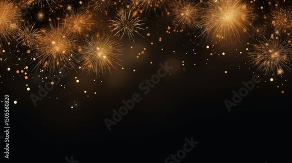 Obraz Golden fireworks against a black background, with a few sparks and particles scattered around.