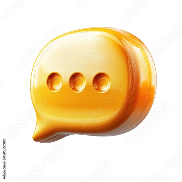 Fototapeta Golden communication bubble with ellipsis symbolizing dialogue and on transparent background
