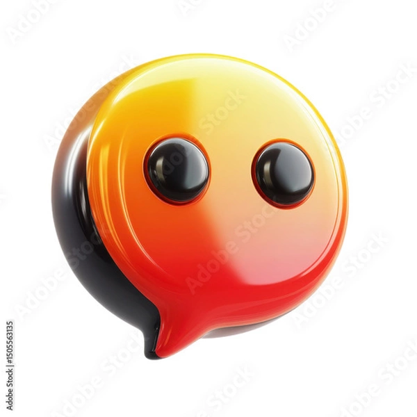 Fototapeta Anxious glossy red emoji with bulging eyes expressing worry and stress in on transparent background