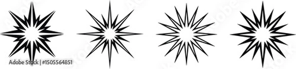 Fototapeta Starburst and Radial Design Elements Collection for Banners and Advertisements in Various Colors